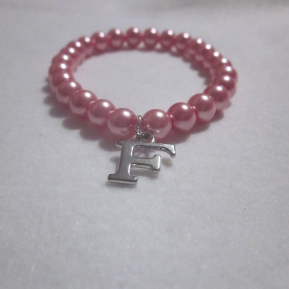 Pink Initial F Bracelet. - Picture 3 of 3
